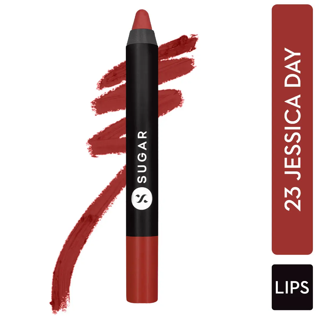 SUGAR Cosmetics - Matte As Hell - Crayon Lipstick -23 Jessica Day (Dusty Coral) - 3.5 gms - Bold and Silky Matte Finish Lipstick, Lightweight, Lasts Up to 12 hours