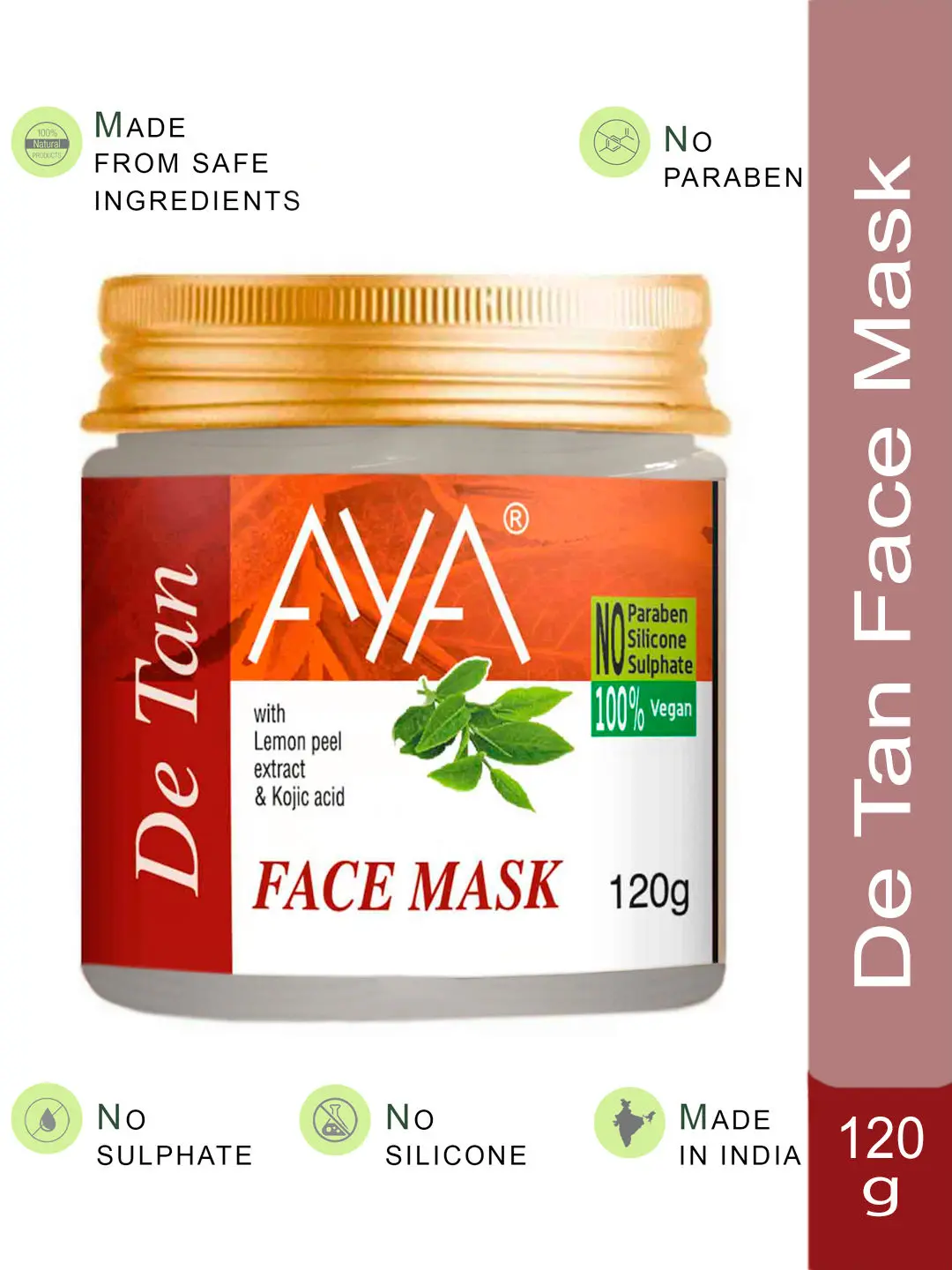 AYA Detan Face Mask, 120 g | No Paraben, No Silicone, No Sulphate