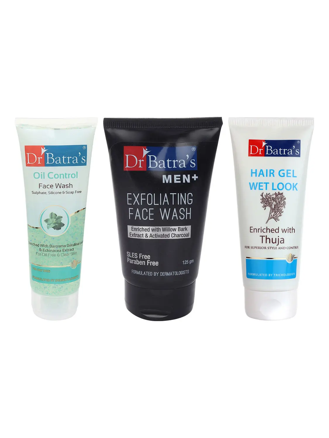 Dr Batra's Men Exfoliating Face Wash - 125 g, Hair Gel - 100 gm and Face Wash Oil Control - 100 gm (Pack of 3 for Men)