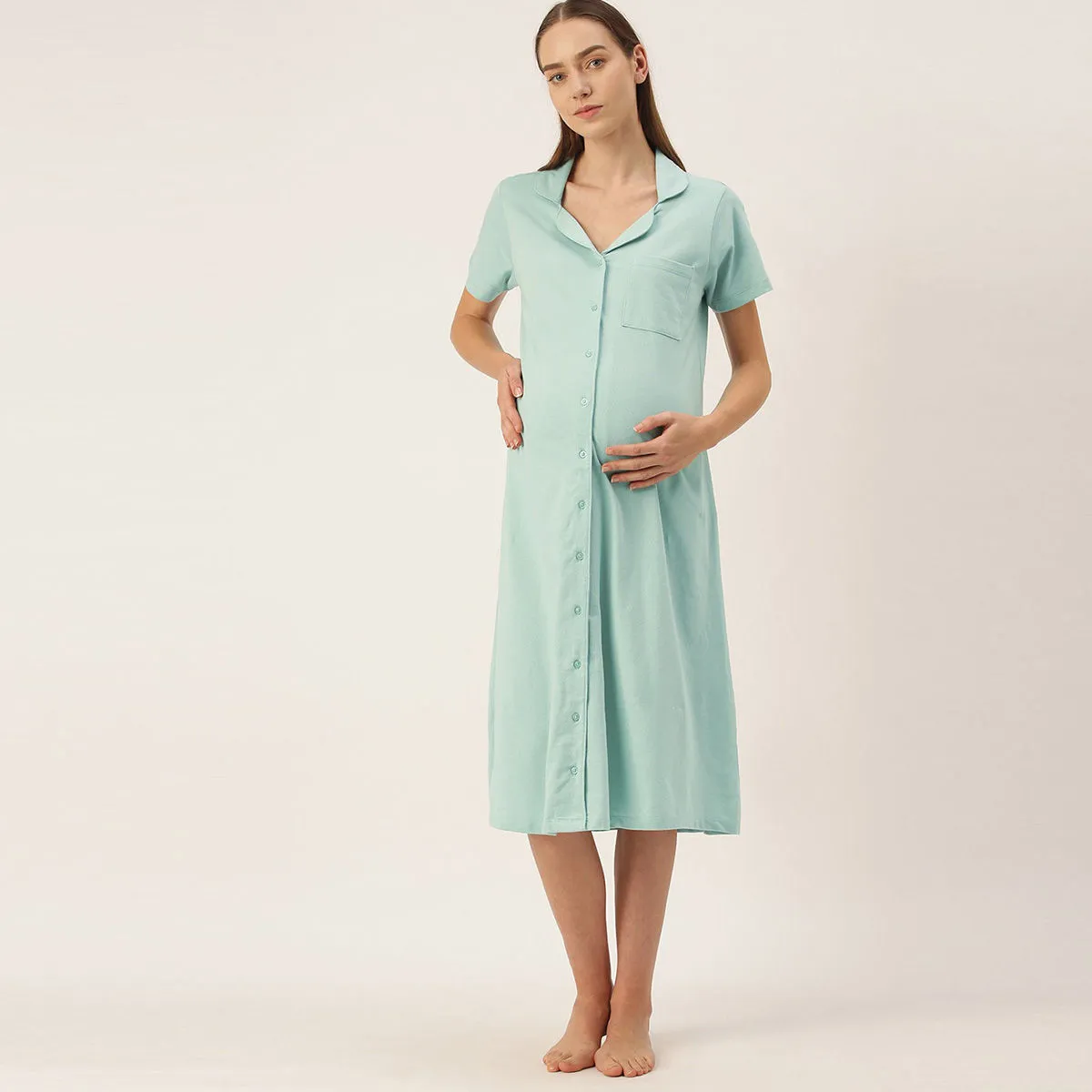 Nejo Feeding/Nursing Maternity Hospital Dress - Green (XXL)