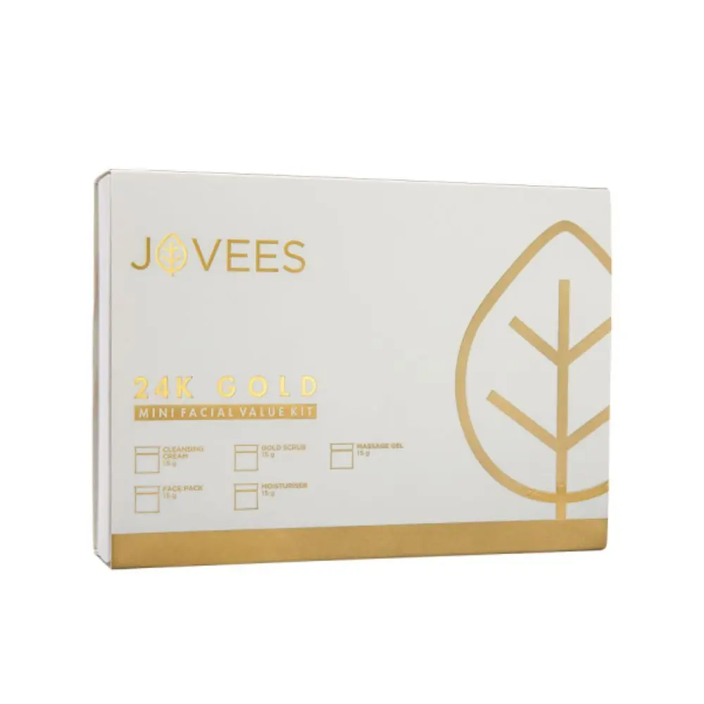 Jovees Herbal 24K Gold Mini Facial Value Kit | With Jojoba and Olive Oil, Aloe vera Extracts, and Gold Leaf | Improves Skin Textures | Youthful Skin Glow