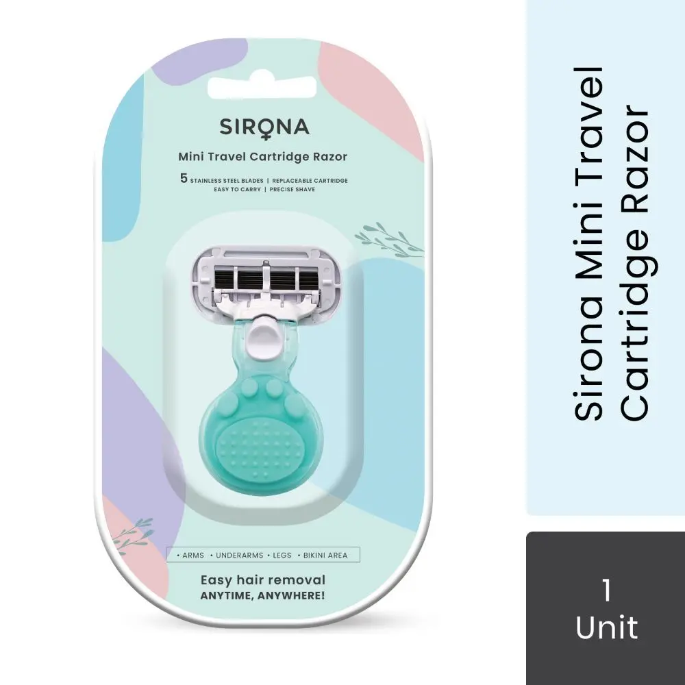 Sirona 5 Blade Mini Travel Cartridge Hair Removal Razor for Women – 1 Razor | With Aloe Vera & Vitamin E Lubrication | For Smooth Arms, Legs, Underarms & Bikini Line | Shaving Razor for Women