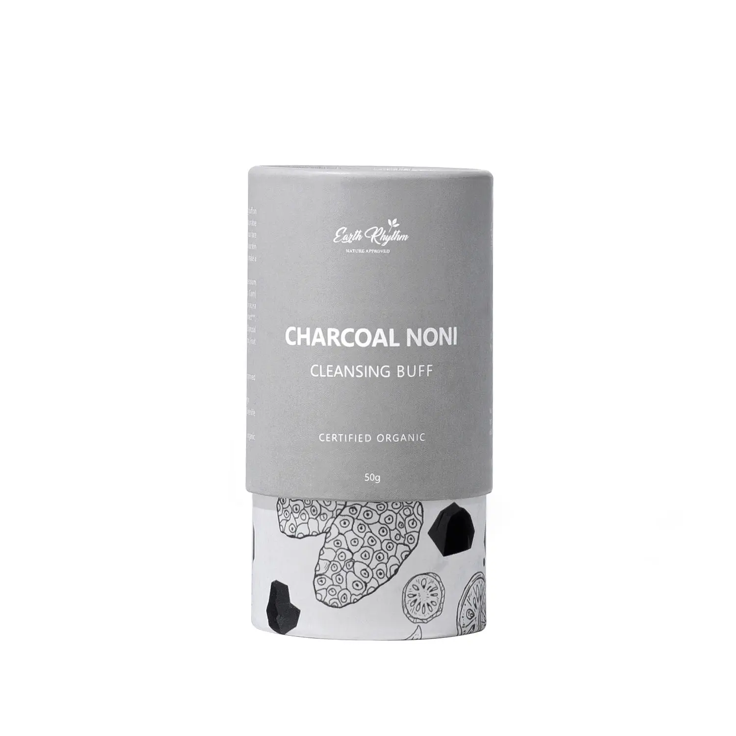 Earth Rhythm Charcoal Noni Cleansing Buff | Certified Organic | Detoxifies, Clear Pores, Absorbs Excess Oil | Men & Women - 50 G