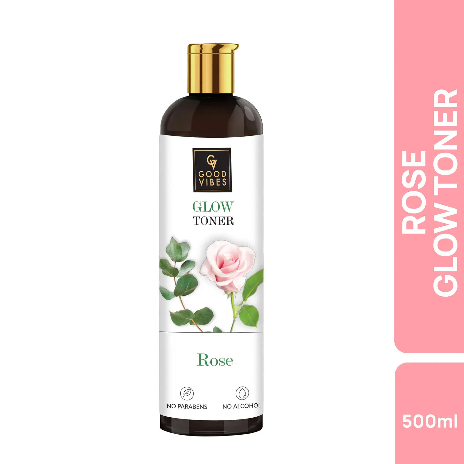 Good Vibes Rose Glow Toner | Lightweight, Brightening| With Honey | No Alcohol, No Sulphates, No Parabens, No Mineral Oil, No Animal Testing (500 ml)