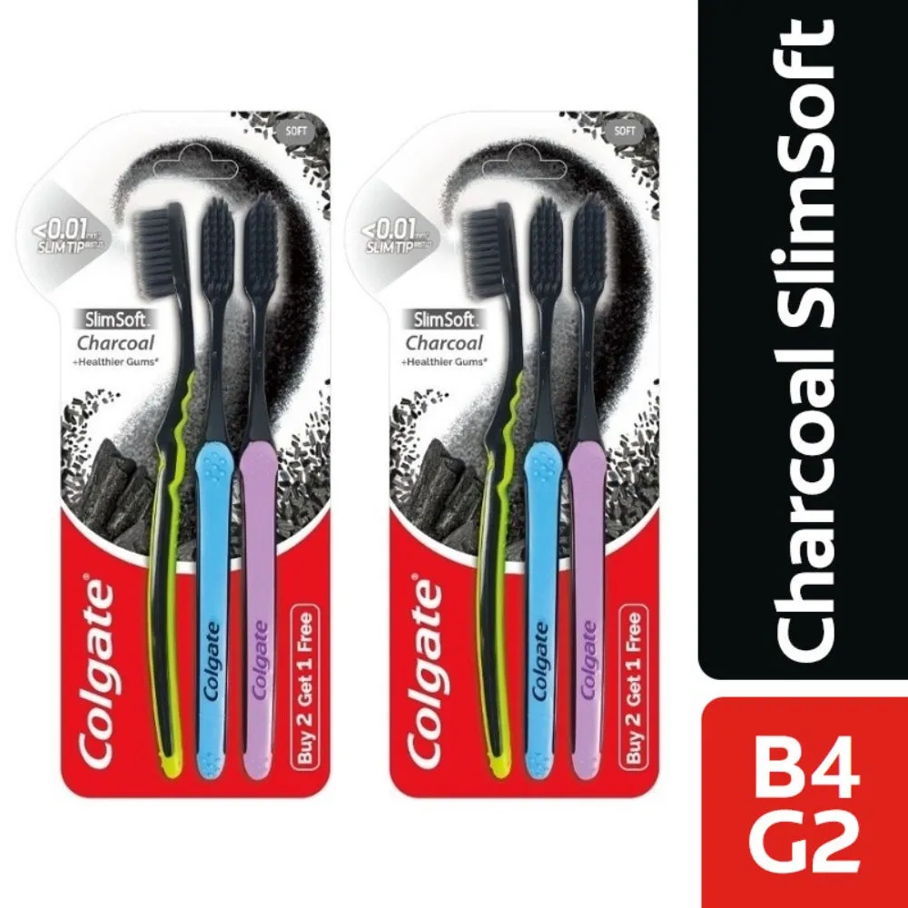 Colgate Slim Soft Charcoal Toothbrush - 6 Pcs (Buy 4 Get 2 Free)