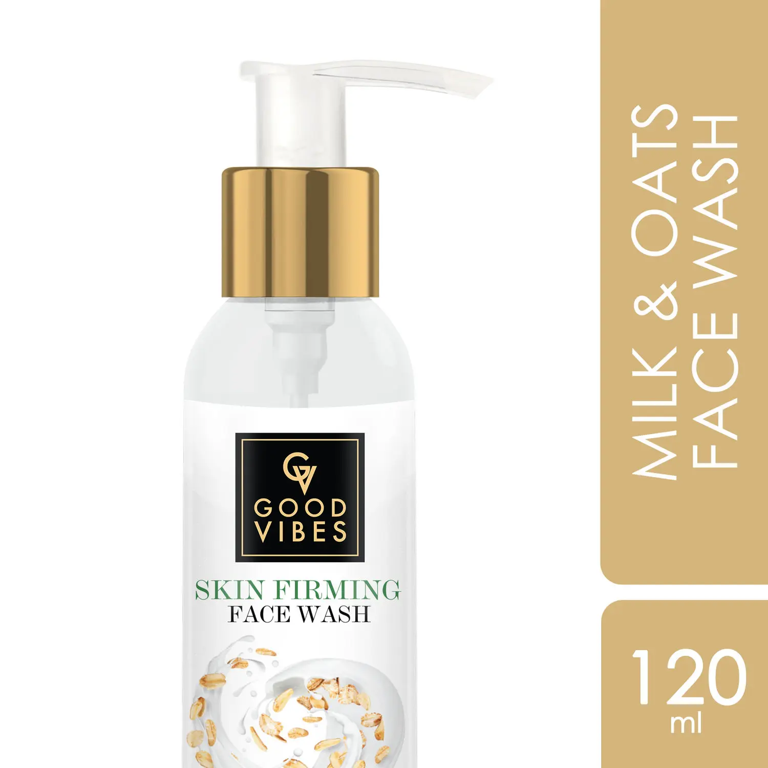 Good Vibes Milk & Oats Skin Firming Face Wash | Anti Ageing, Hydrating | No Parabens, No Sulphates, No Mineral Oil, No Animal Testing (120 ml)