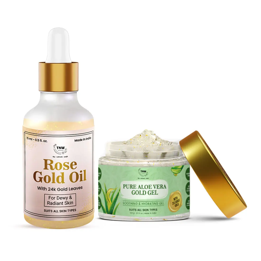 Combo of 2- Rose Gold Oil 15ml & Pure Aloe Vera Gold Gel 100gm