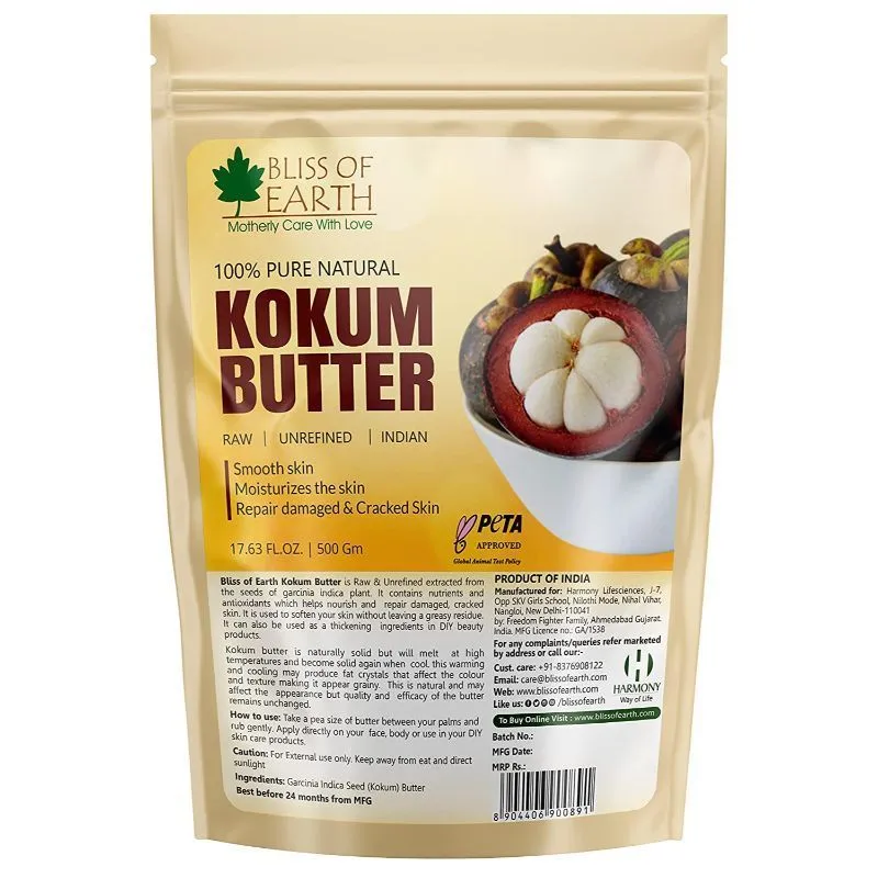 Bliss Of Earth 100% Pure Natural Kokum Butter Refill Pack - Raw & Unrefined