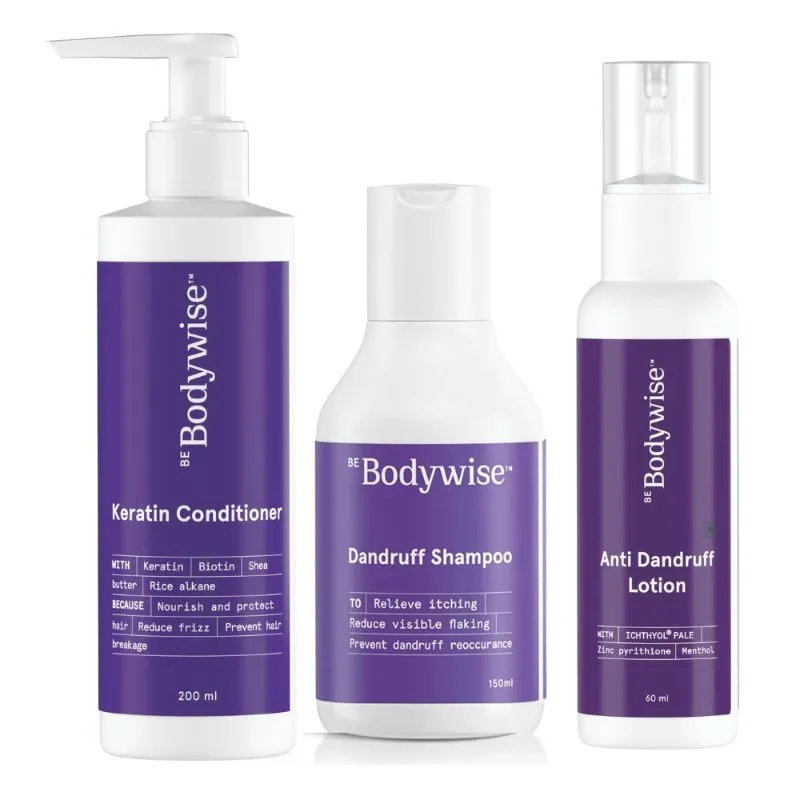 Be Bodywise Complete Dandruff Control Kit (1% Keto Shampoo + Anti Dandruff Lotion + Conditioner)