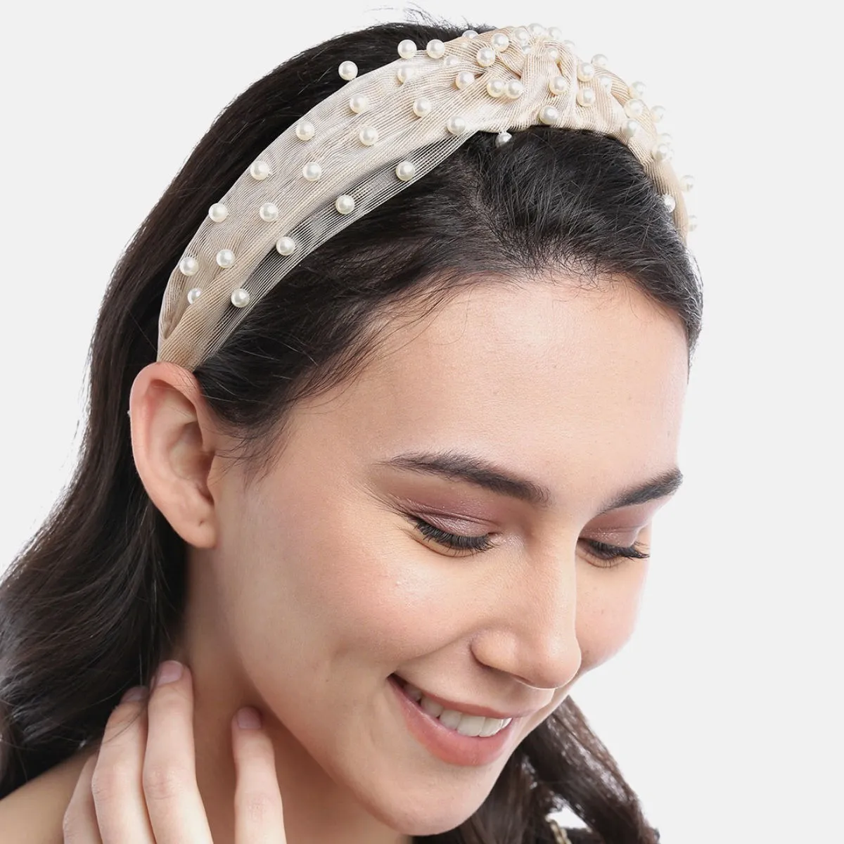 Blueberry Princess Pearl Embellished Gold Knot Hair Band