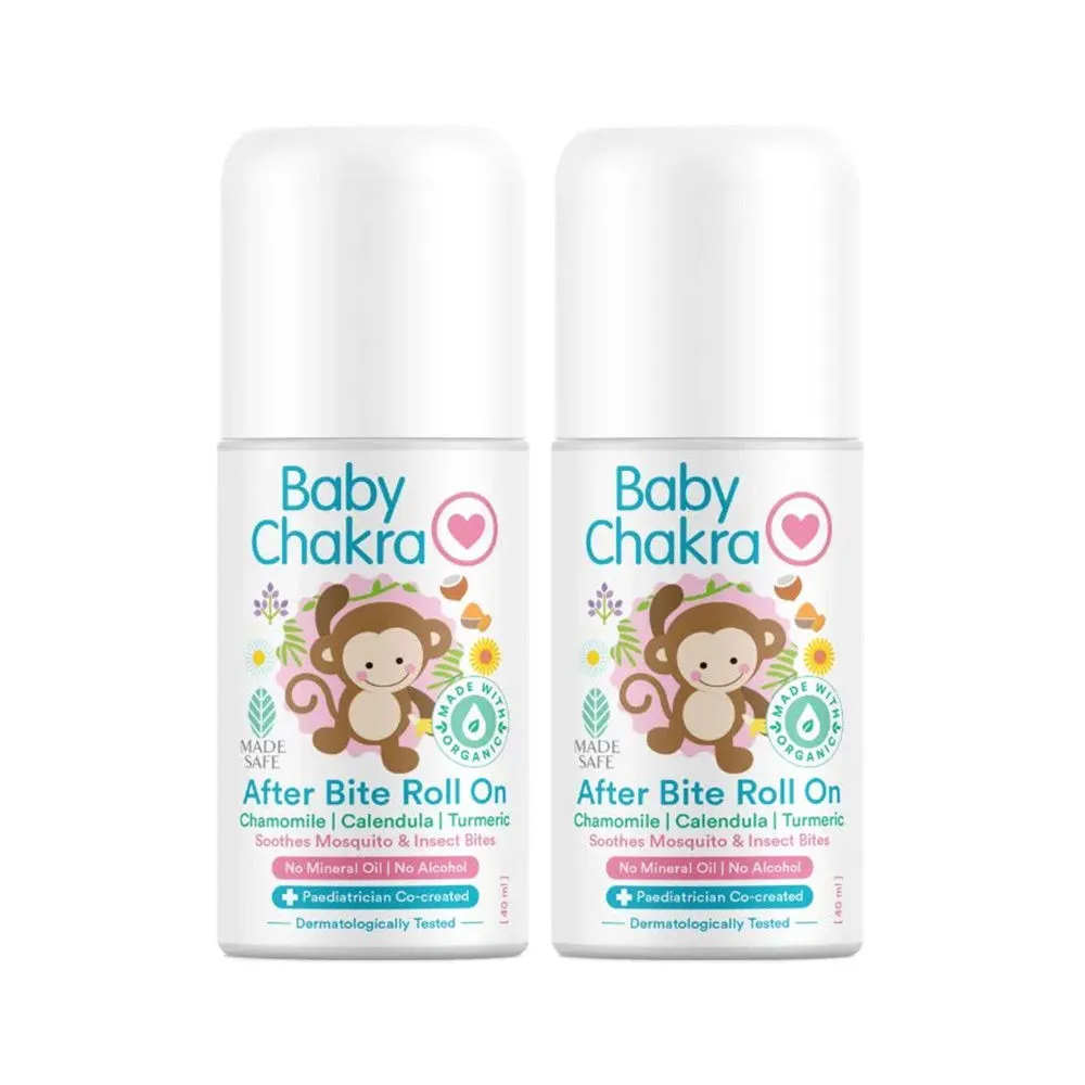 BabyChakra After Bite Roll On for Insects & Mosquito Bites | No Mineral Oil | No Alcohol (40 ml x 2)