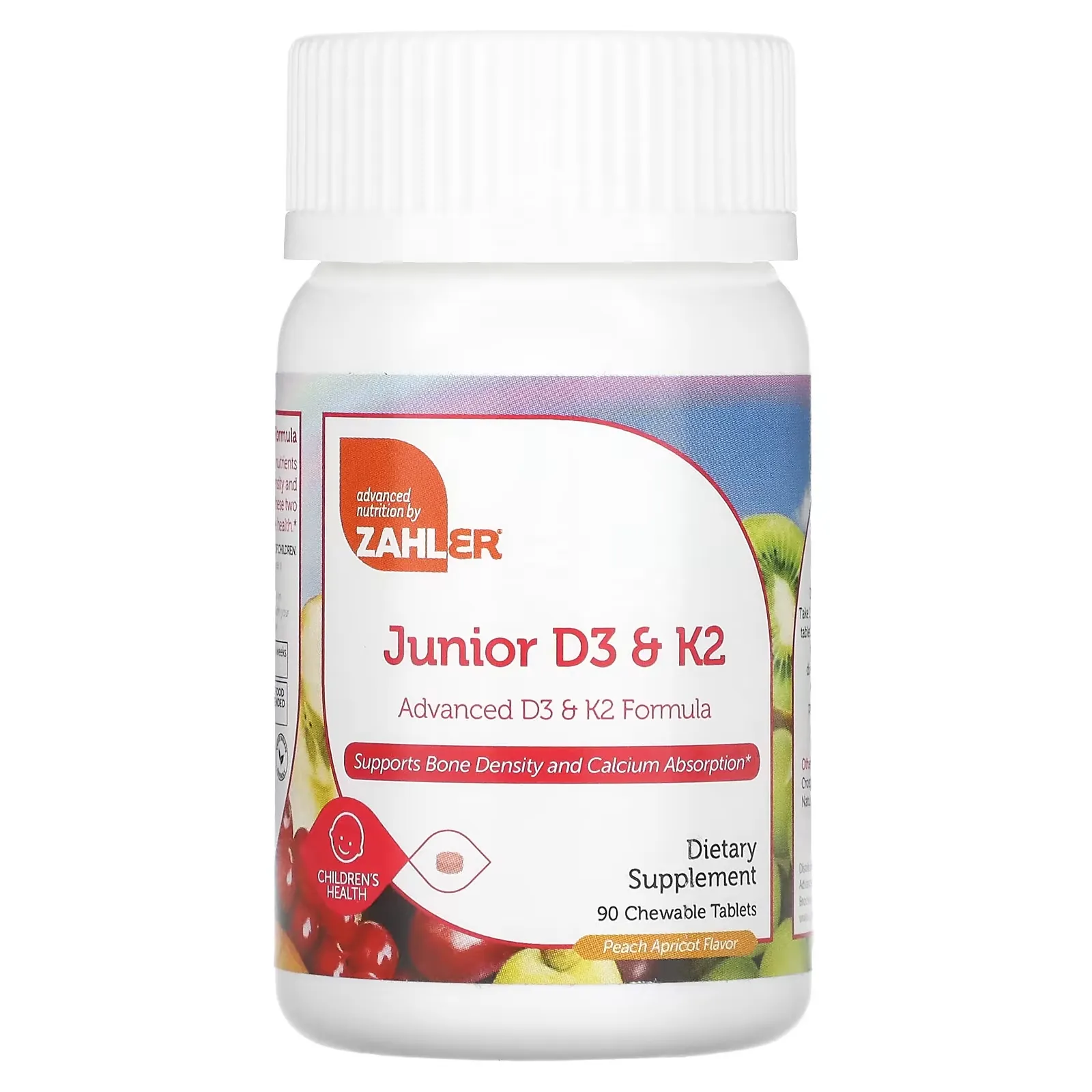 Junior D3 & K2, Peach Apricot , 90 Chewable Tablets