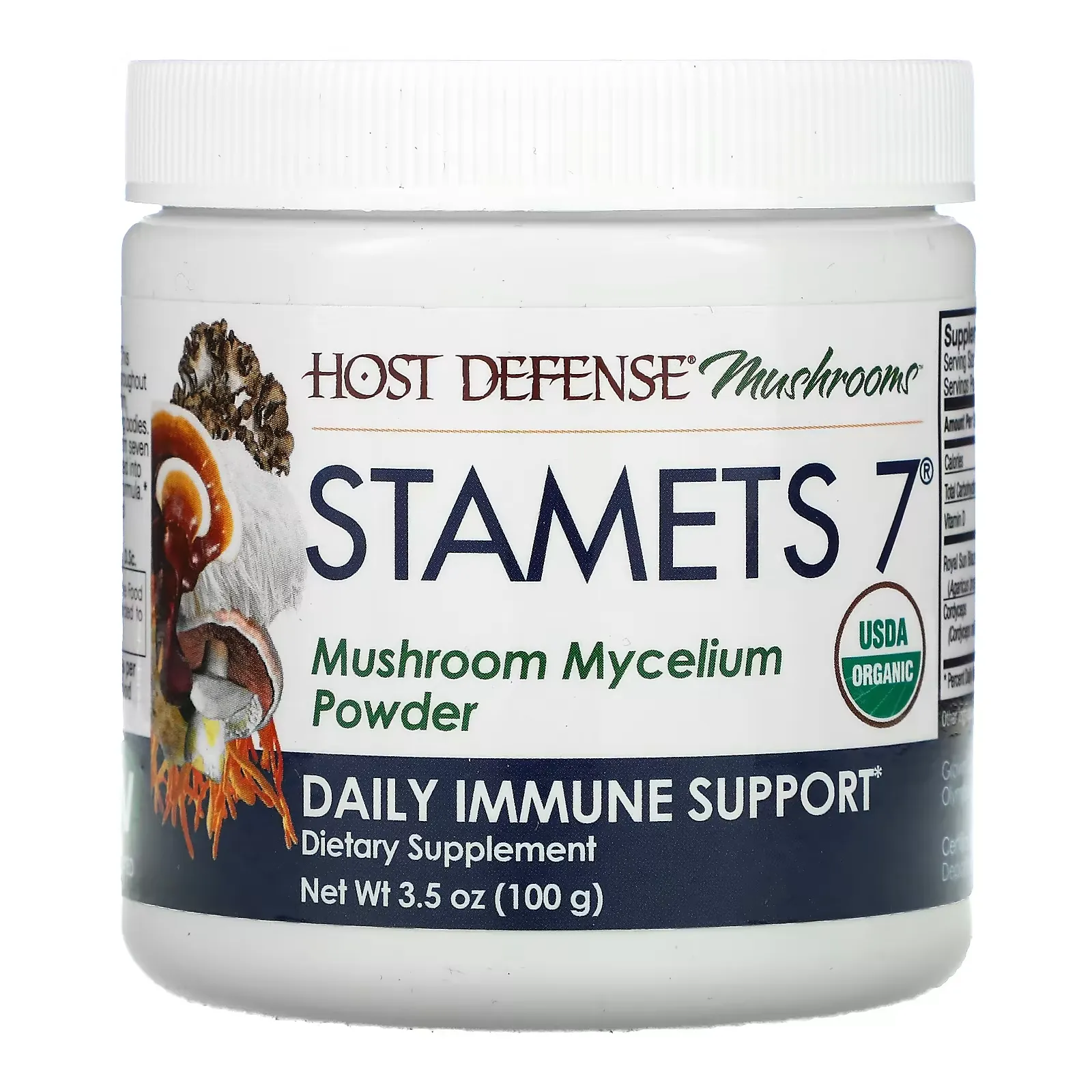 Stamets 7, Mushroom Mycelium Powder, Daily Immune Support, 3.5 oz (100 g)