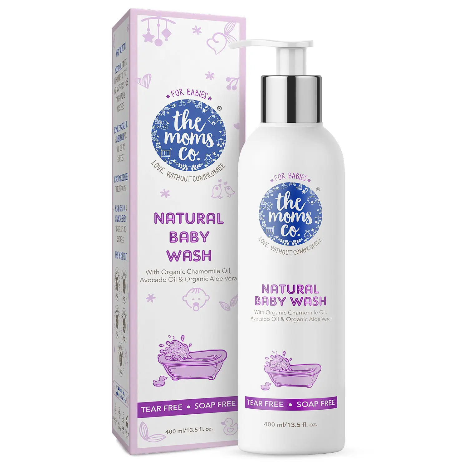 The Moms Co. Natural Baby Body Wash| Tear-Free & Soap-Free| With Calendula, Avocado Oils & USDA-Certified Organic Oils Like Argan, Chamomile 400 ml