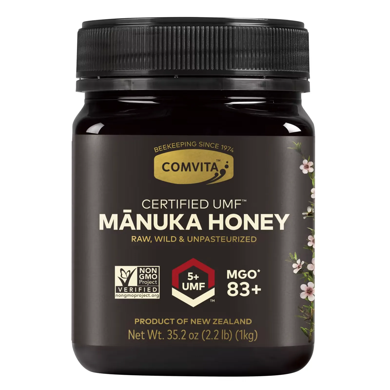 Raw Manuka Honey, Certified UMF 5+ (MGO 83+), 2.2 lb (1 kg)