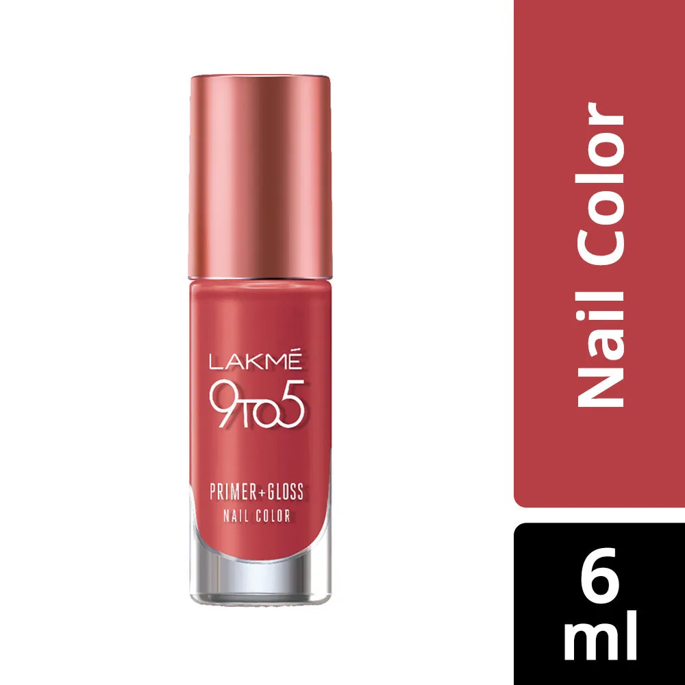 Lakme 9 to 5 Primer + Gloss Nail Colour - Pink Paisley