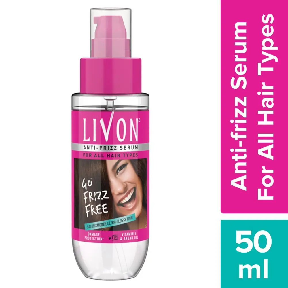 Livon Hair Serum for Women & Men| All Hair Types |Smooth, Frizz free & Glossy Hair | With Moroccan Argan Oil & Vitamin E | 50 ml