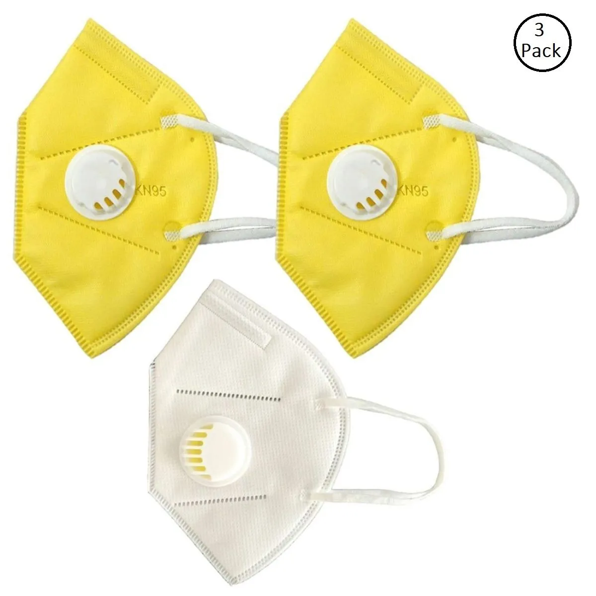 Fabula Pack Of 3 Anti-Pollution Reusable 5 Layer Mask - Yellow White Yellow