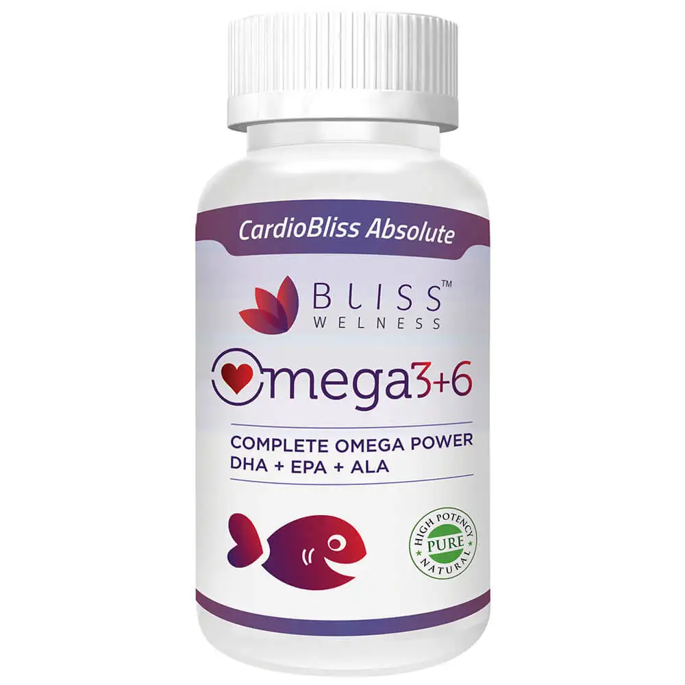 Bliss Welness Omega 3+6 with DHA + EPA + ALA,  20 softgels