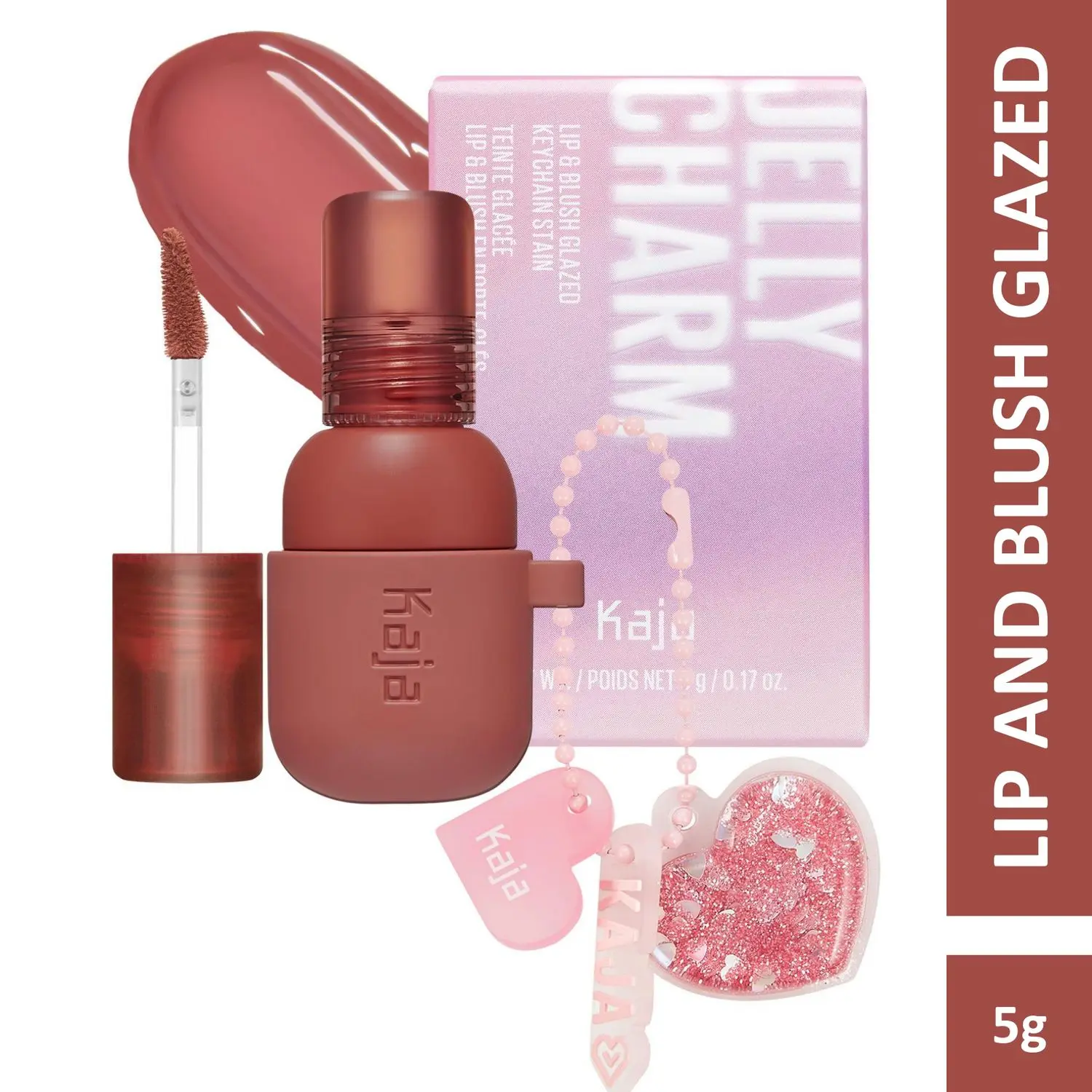 KAJA JELLY CHARM | Lip Stain & Blush | With Keychain Combo | 05 Peach Fizz 5 g | Lipstick, Cruelty-free, Vegan, Paraben-free, Sulfate-free, Phthalates-free, K-Beauty, Korean Beauty