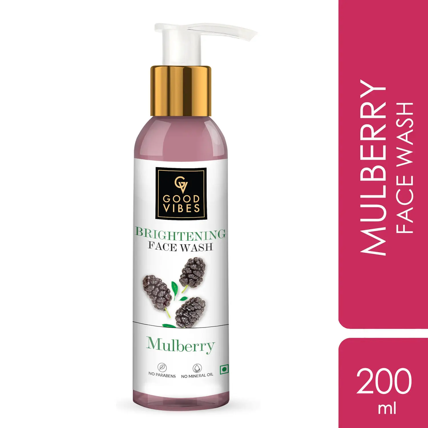 Good Vibes Mulberry Face Wash | Cleansing, Brightening | With Papaya | No Parabens, No Mineral Oil, No Animal Testing (200 ml)