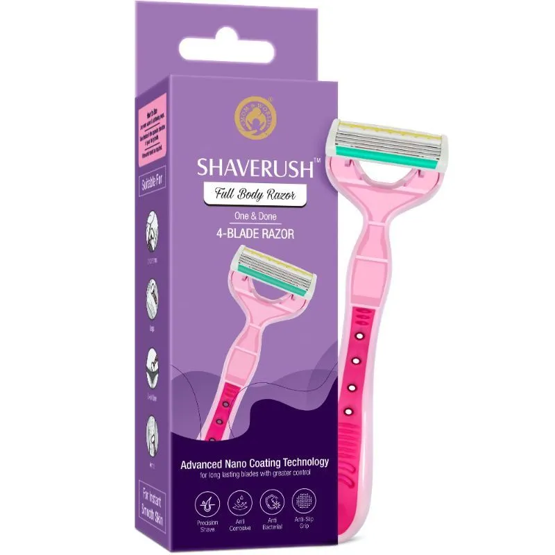 Mom & World Shaverush Full Body Razor With 4 Blades Nano Coating Technology & Lubricating Strip