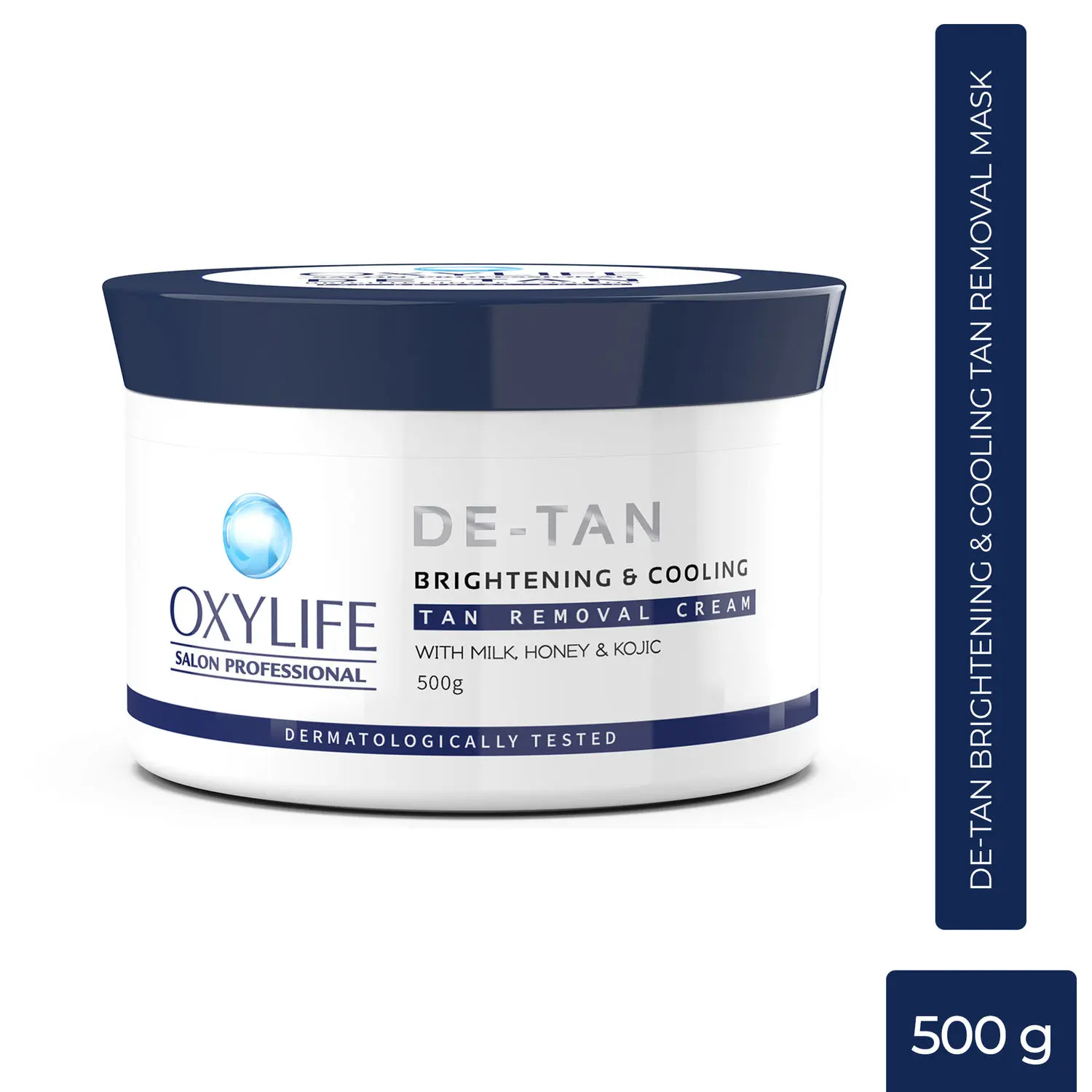 Oxylife Salon Professional Detan Brightening & Cooling Tan Removal Cream - 500g | With Milk, Honey & Kojik | Dermatologically Tested | Instant & Long Lasting Glow/Fairness | For All Skin Types