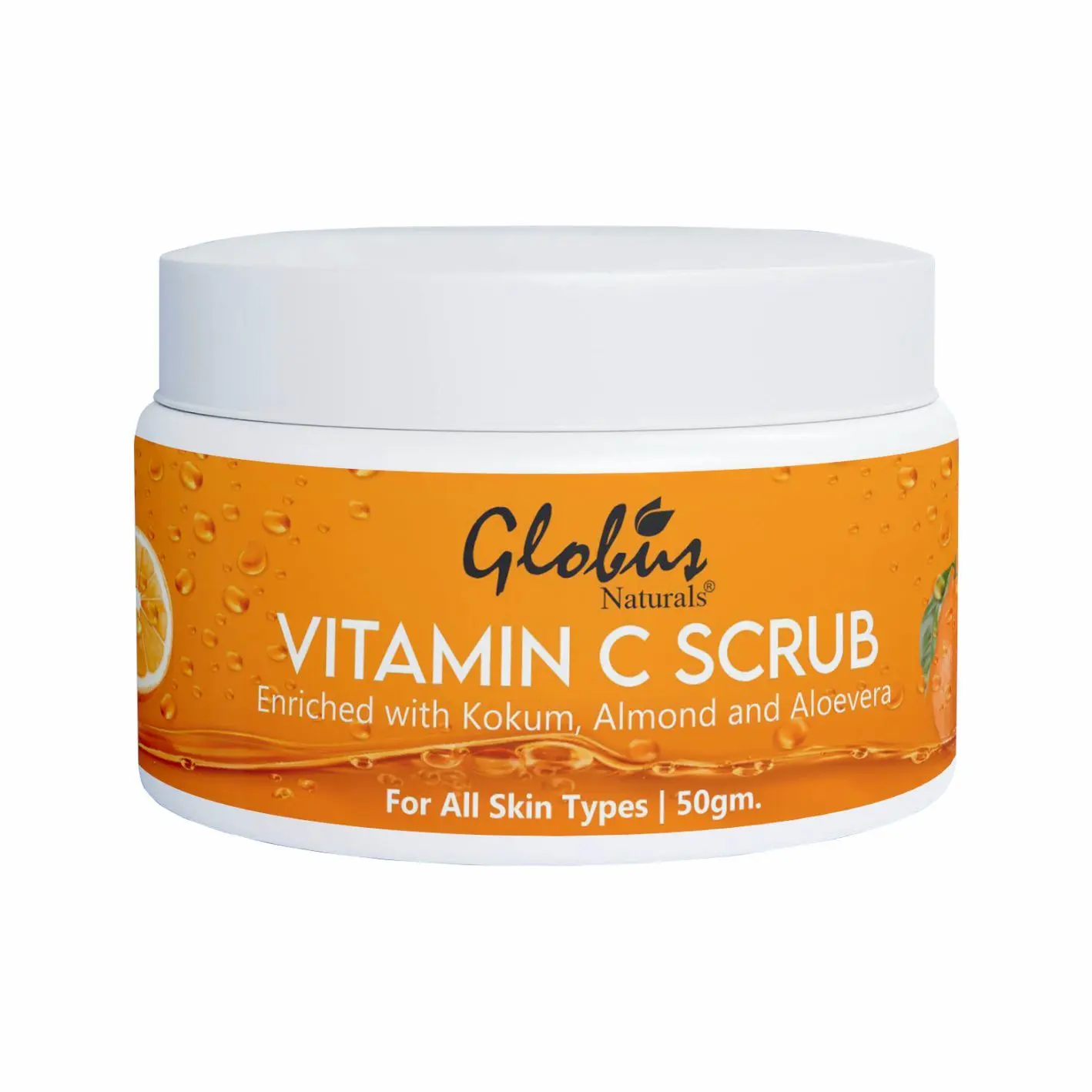 Globus Naturals Vitamin-C Brightening Scrub Enriched With Pearl|Kokum|Almond|Aloevera|Niacinamide Scrub (50 G)