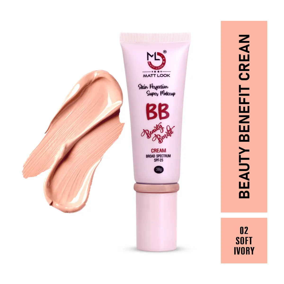 Mattlook Skin Perfection Super Makeup BB Beauty Benefit Cream SPF 25  Lightweight   Glow Moisturizer ,Smooths skin Texture, Gives even skin tone- Soft Ivory (38gm)