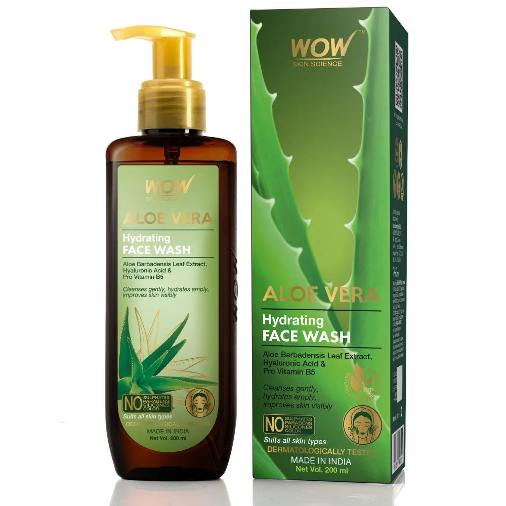 WOW Skin Science Aloe Vera Hydrating Gentle Face Wash Bottle