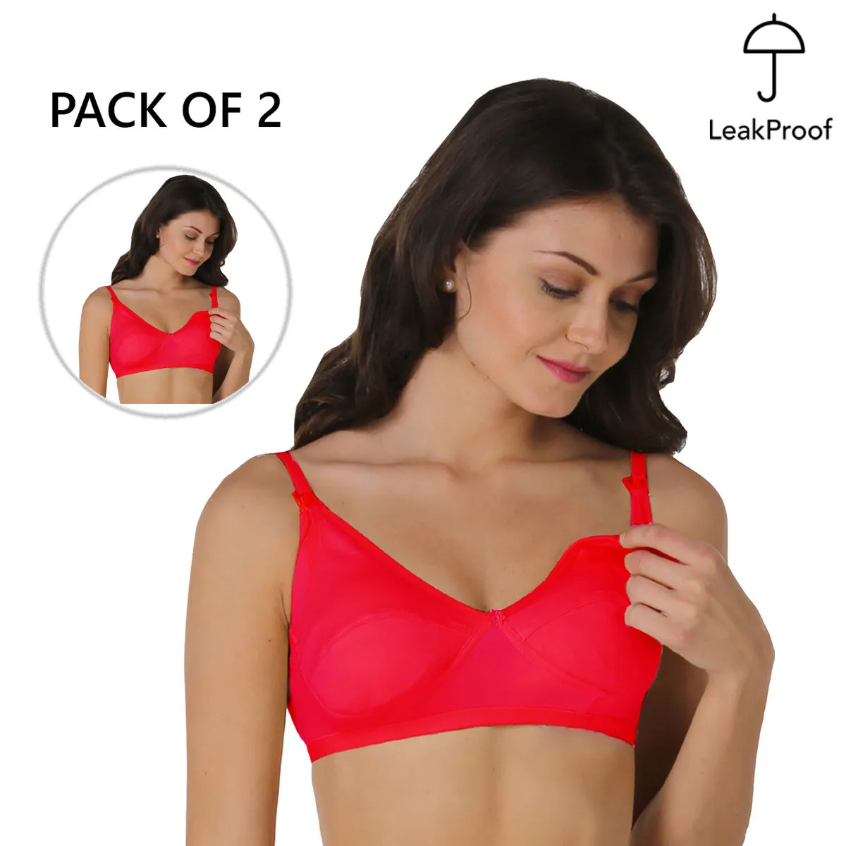 Morph Maternity Pack of 2 Leakproof Nursing Bras - Dark Pink (42C)