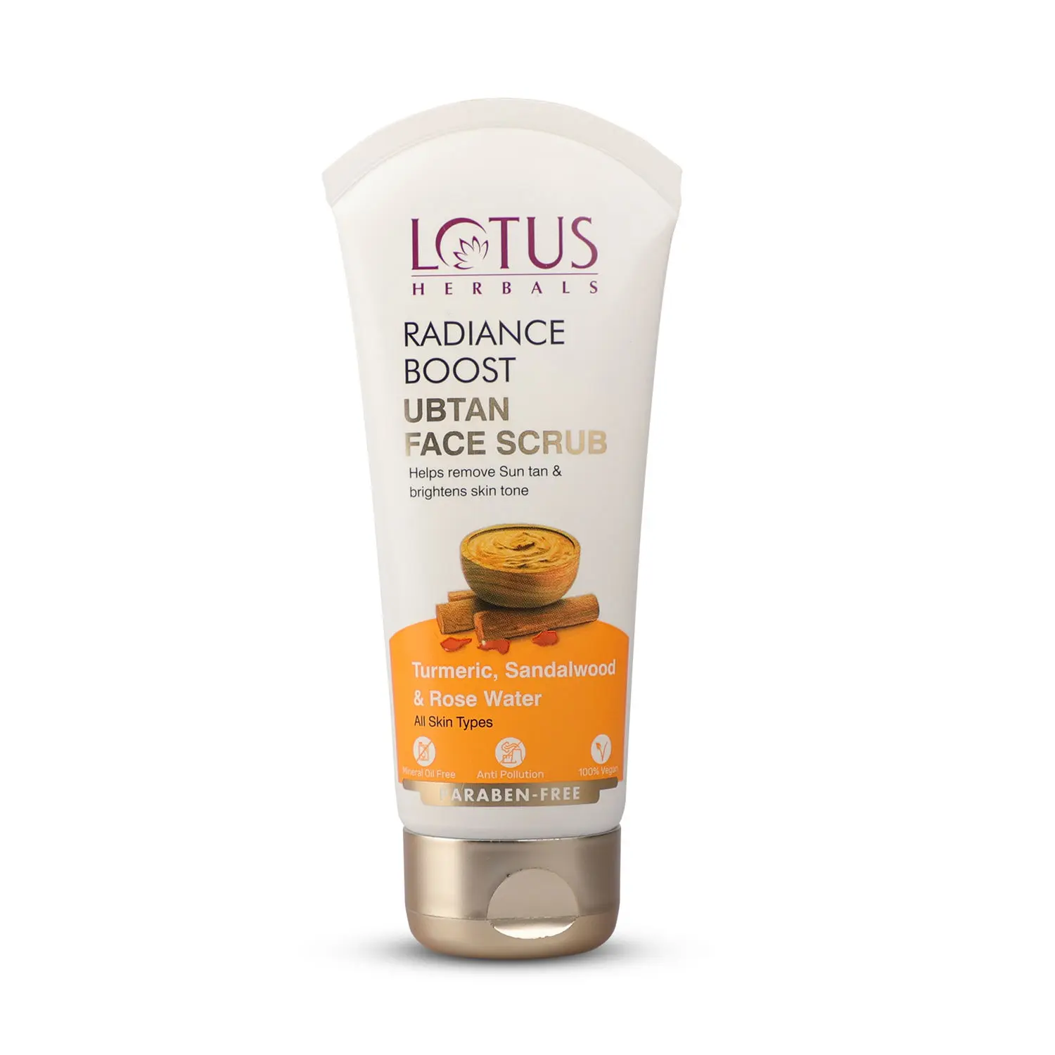 Lotus Herbals Radiance Boost Ubtan Face Scrub| Turmeric, Sandalwood and Rose Water | Glowing Skin |Reducing Dark Spots | Paraben free, Mineral Oil Free | 100gm