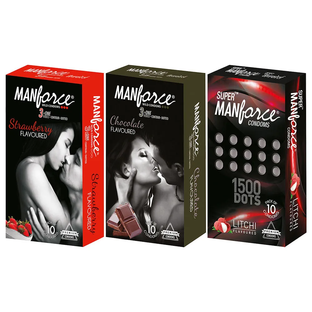 Manforce Licthi 10s + Strawberry 10s + Chocolate 10s