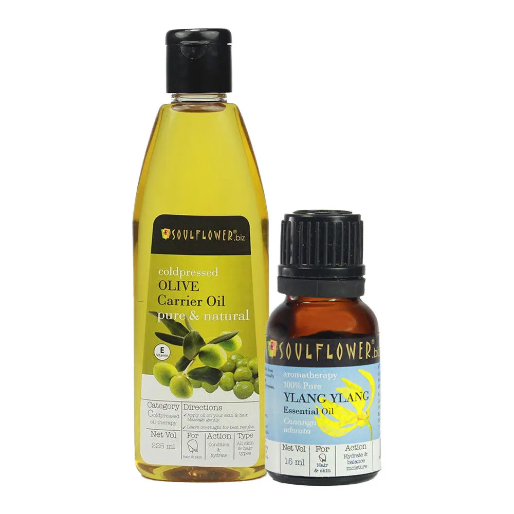 Soulflower Olive Carrier Oil & Ylang Ylang Essential Oil Combo