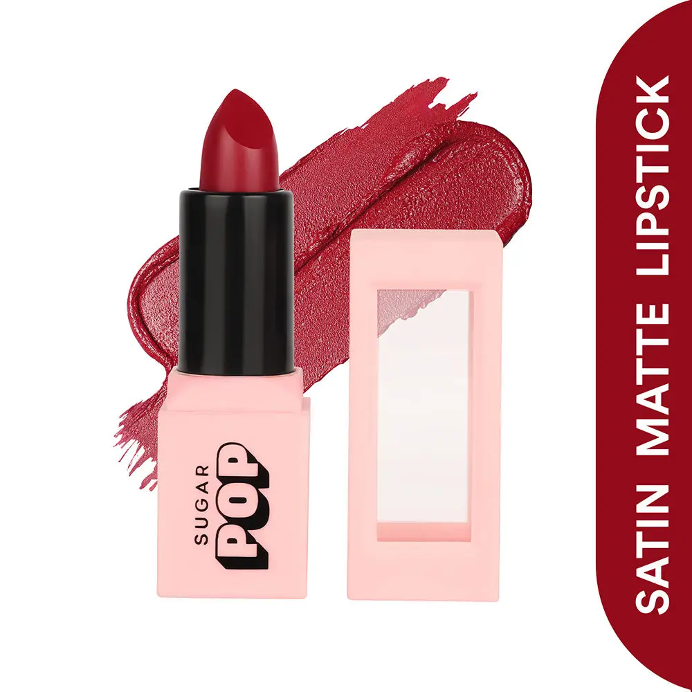 SUGAR POP Satin Matte Lipstick - 02 Lily - 3 gm - Infused with Vitamin E, Shea Butter & Jojoba Oil l Full Coverage, Ultra Pigmented, Hydrating, Weightless Formula l Lipstick for Women