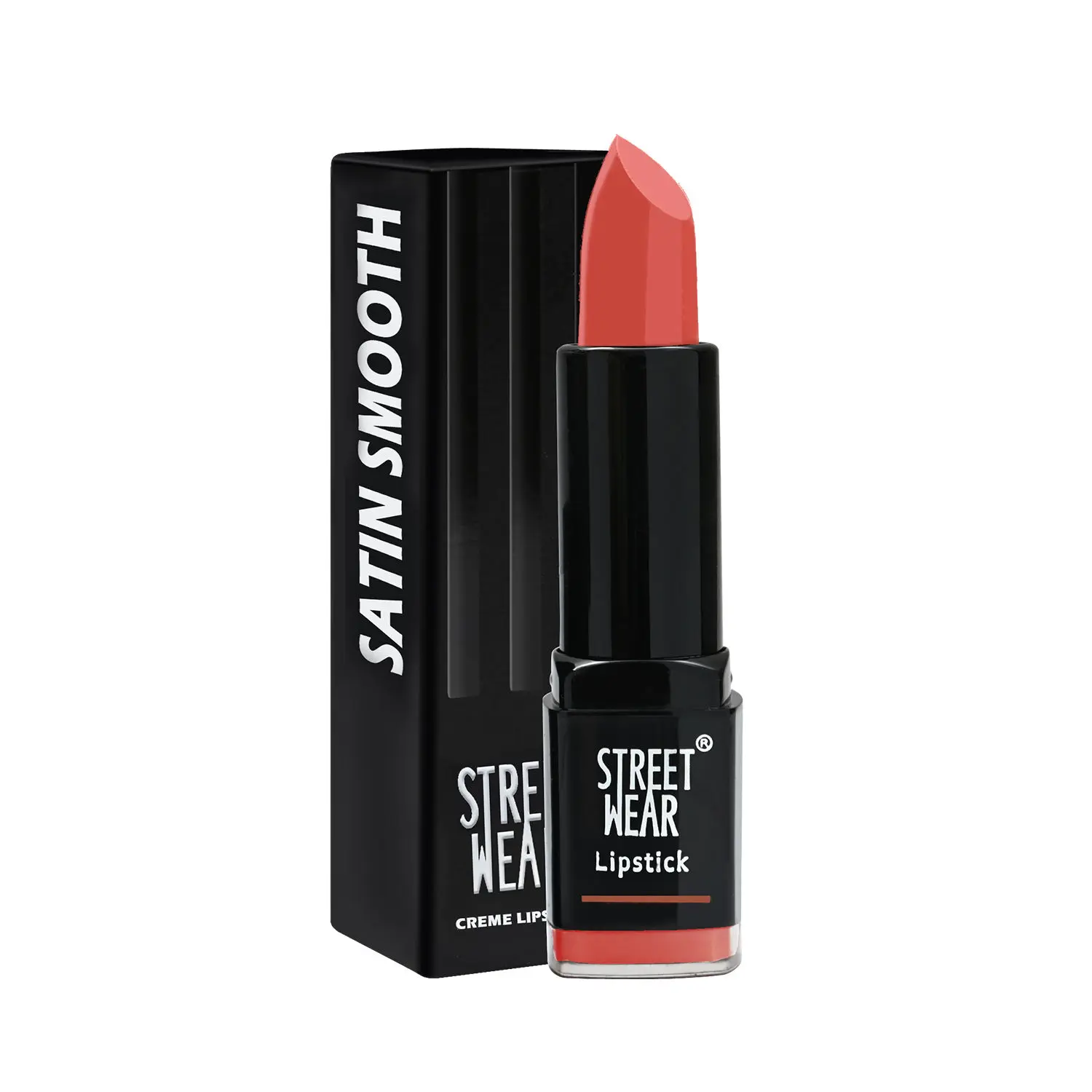 STREET WEAR® Satin Smooth Lipstick -FROSTED PEACH (Peach) - 4.2 gms - Longwear Creme Lipstick, Moisturizing, Creamy Formuation, 100% Color payoff, Enriched with Aloe vera, Vitamin E and Shea Butter