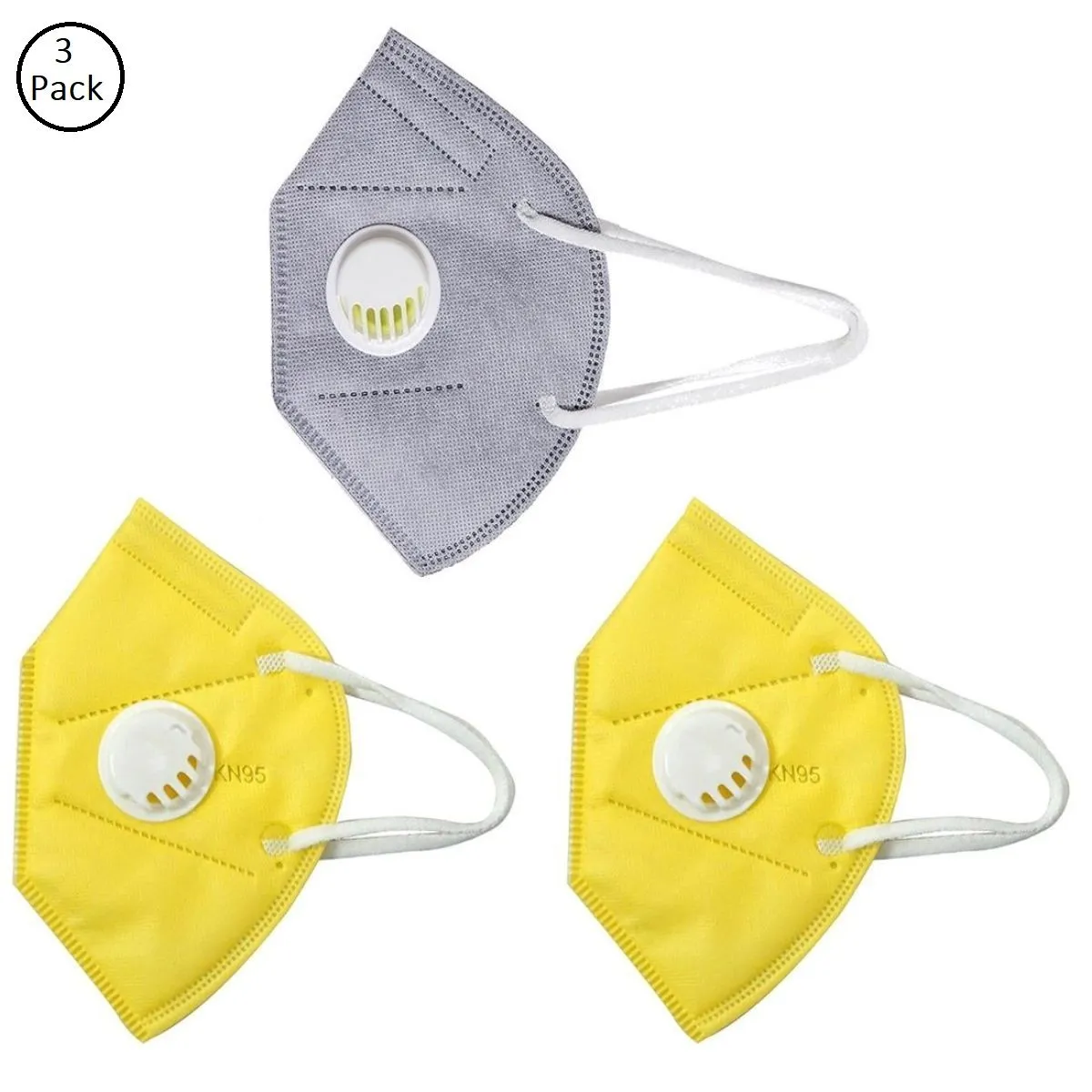 OOMPH Pack of 3 Anti-Pollution Reusable 5 Layer Mask - Yellow Grey Yellow