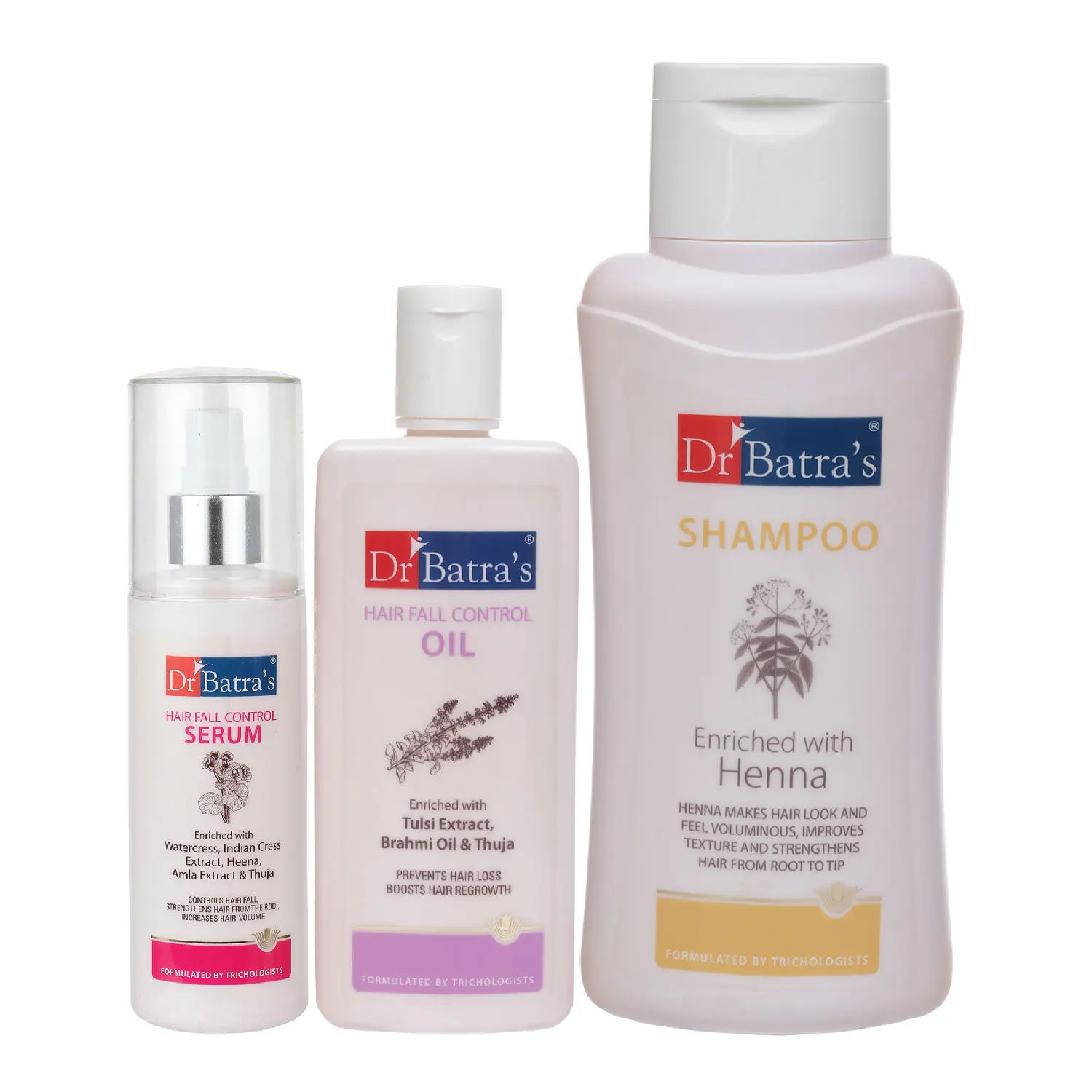 Dr Batra's Hair Fall Control Serum-125 ml, Normal Shampoo - 500 ml and Hair Fall Control Oil- 200 ml         