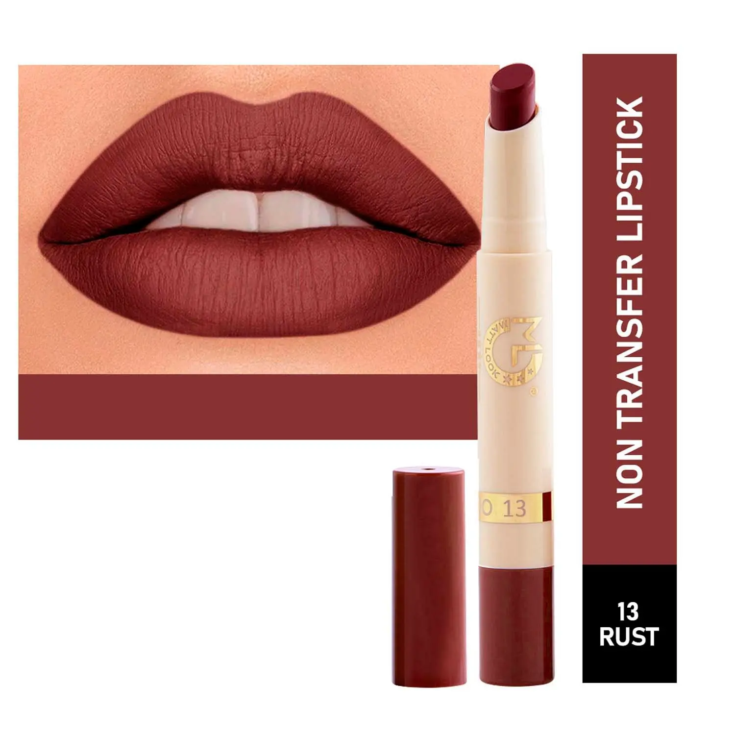 Matt look Velvet Smooth Non-Transfer, Long Lasting & Water Proof Lipstick, Rust (2gm)