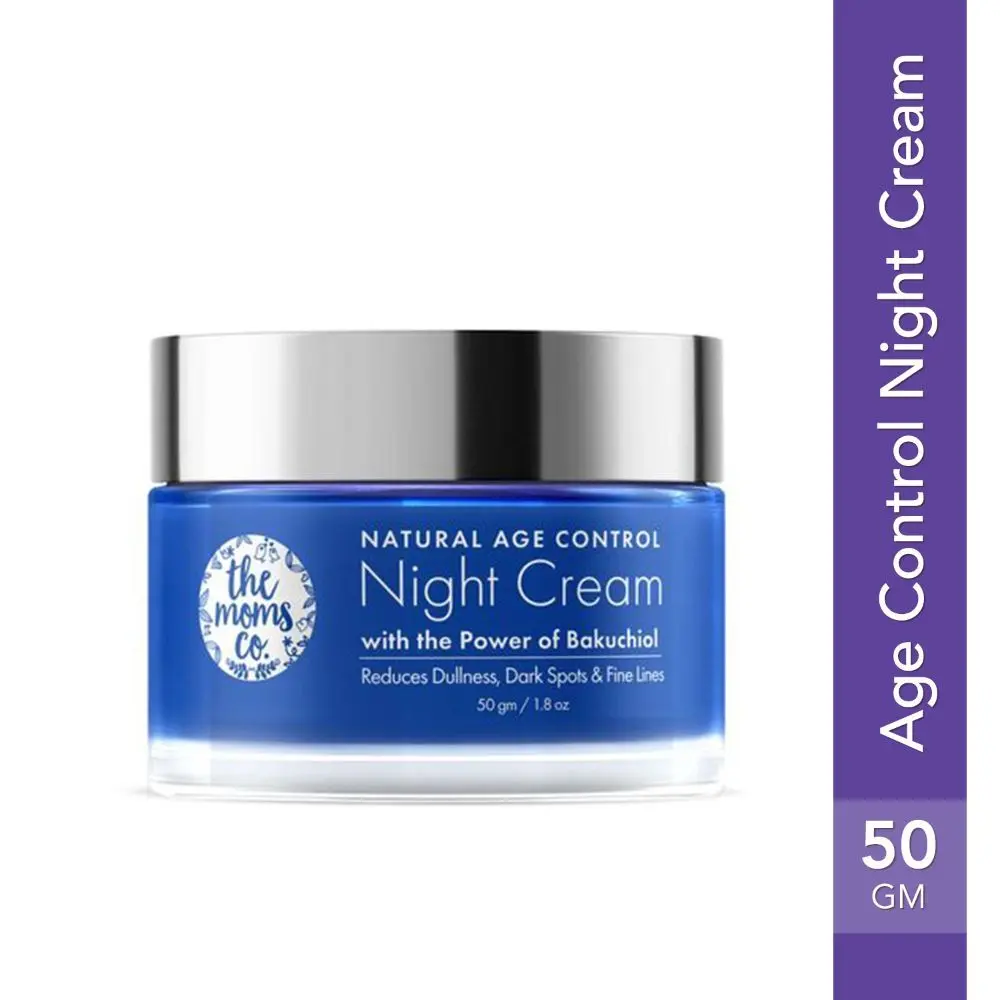 The Moms Co. Natural Age Control Night Cream for Women| With Bakuchiol (Natural Retinol) & Niacinamide| Reduces Fine Lines & Wrinkles| Night Cream For Women Anti-Ageing- 50g