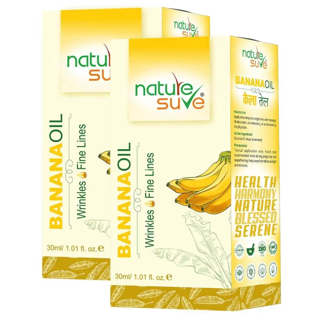 Nature Sure Banana Oil for Wrinkles and Fine Lines in Men & Women - 2 Packs (30ml Each)