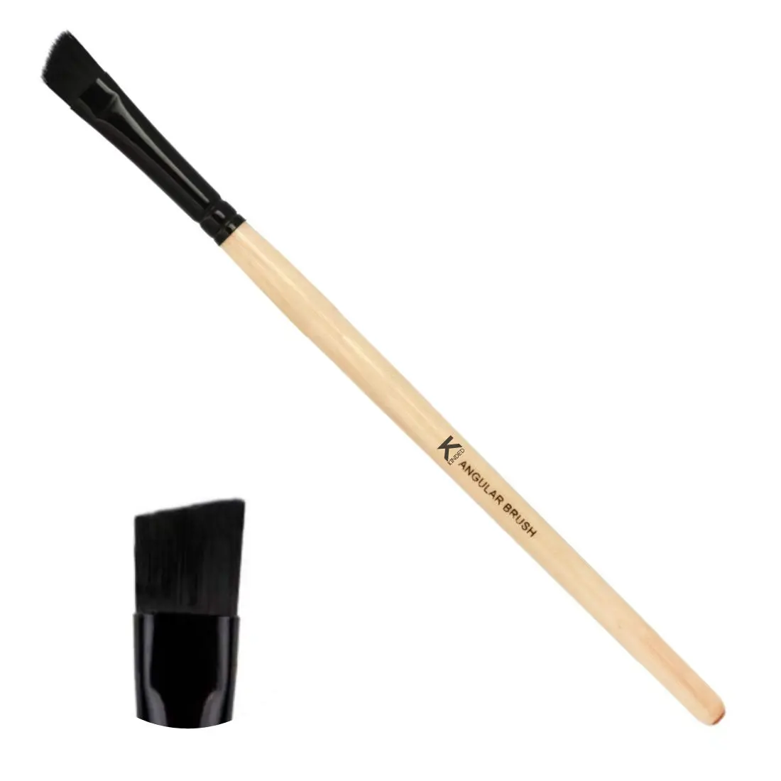 KINDED Angular Blending Eye Shadow and Eyebrow Makeup Brush Professional Series for Eyes Makeup Beauty with Smooth Soft Synthetic Hair Bristles Anti Rust Aluminium Ferrule Natural Wooden Handle Grip