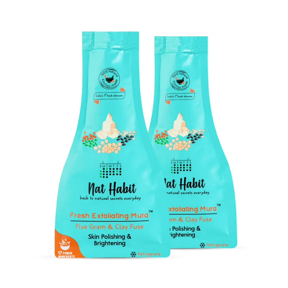 Nat Habit Five Gram & Clay Fuse Fresh Exfoliating Mura Face Scrub - Pack of 2