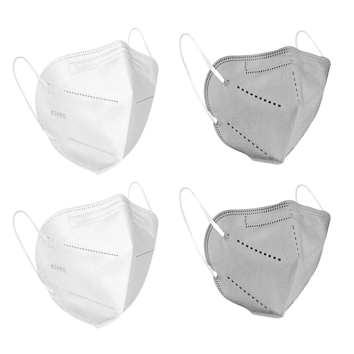 Fabula Pack Of 4 Kn95/N95 Anti-Pollution Reusable 5-Layer Mask (Grey,White)