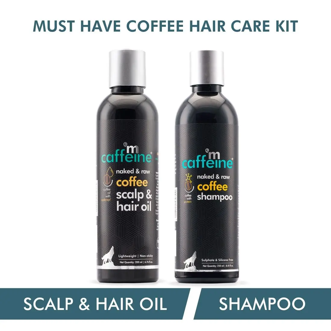 mCaffeine Must-have Coffee Hair Care Kit for Hair Fall Control & Hair Growth | Shampoo, Hair Oil | All Hair Types | Sulphate, Silicone & Mineral Oil Free 450 ml