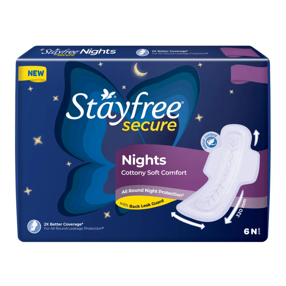 Stayfree Secure Nights Cottony Soft Comfort Pads - 6 Pcs