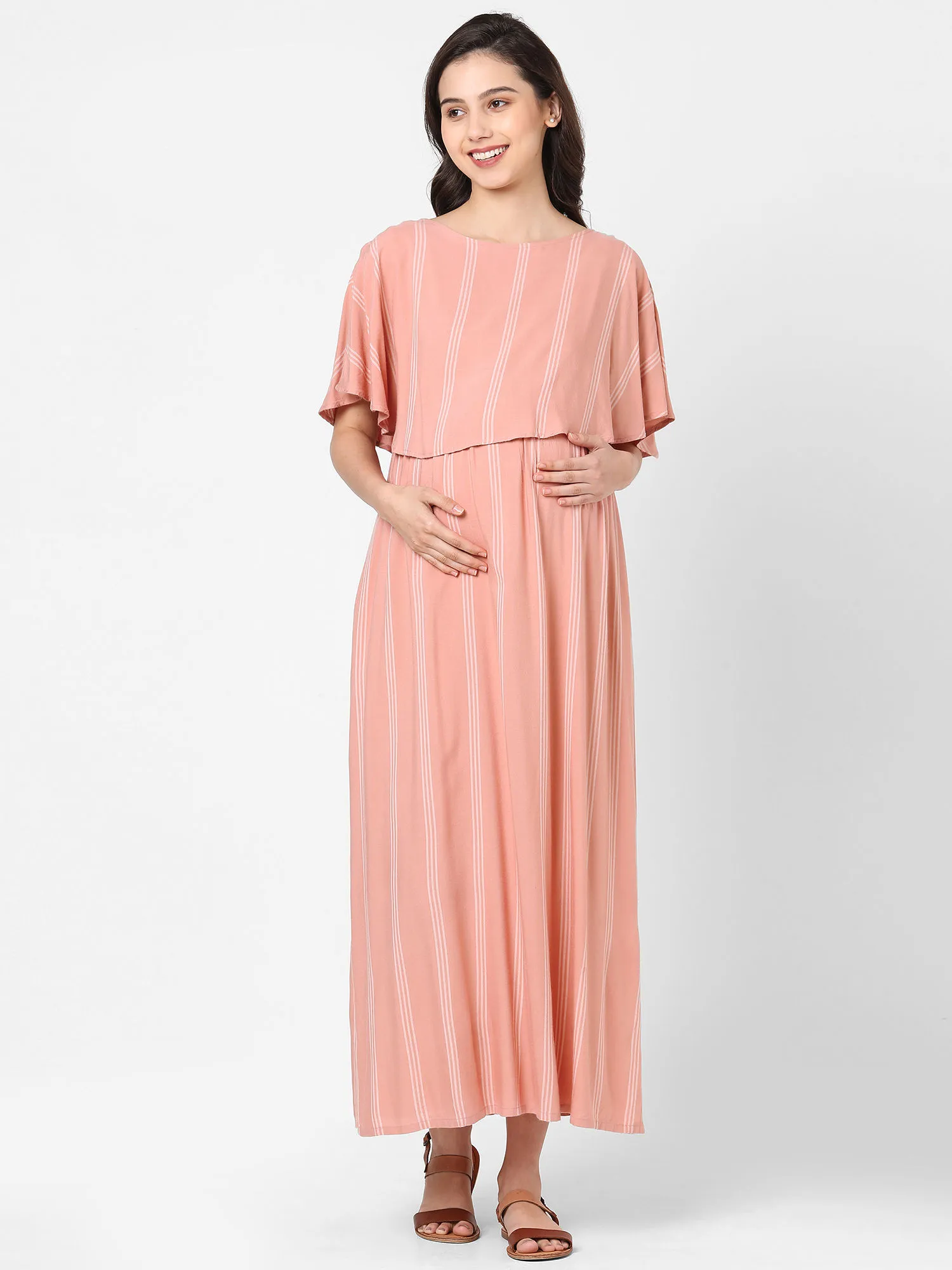 Mystere Paris Stylish Pink Maternity Dress Pink