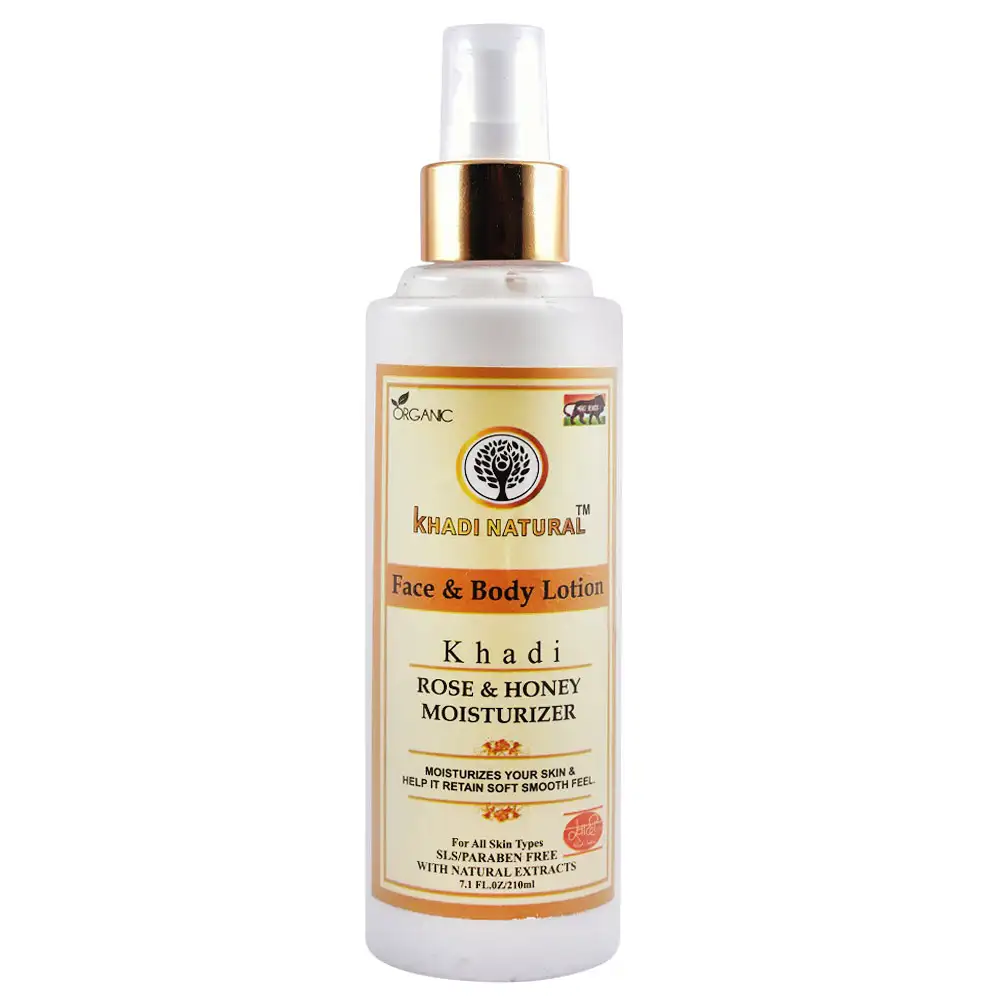 Khadi Natural Rose and Honey Moisturizer Face and Body Lotion,  210 ml  for All Skin Types