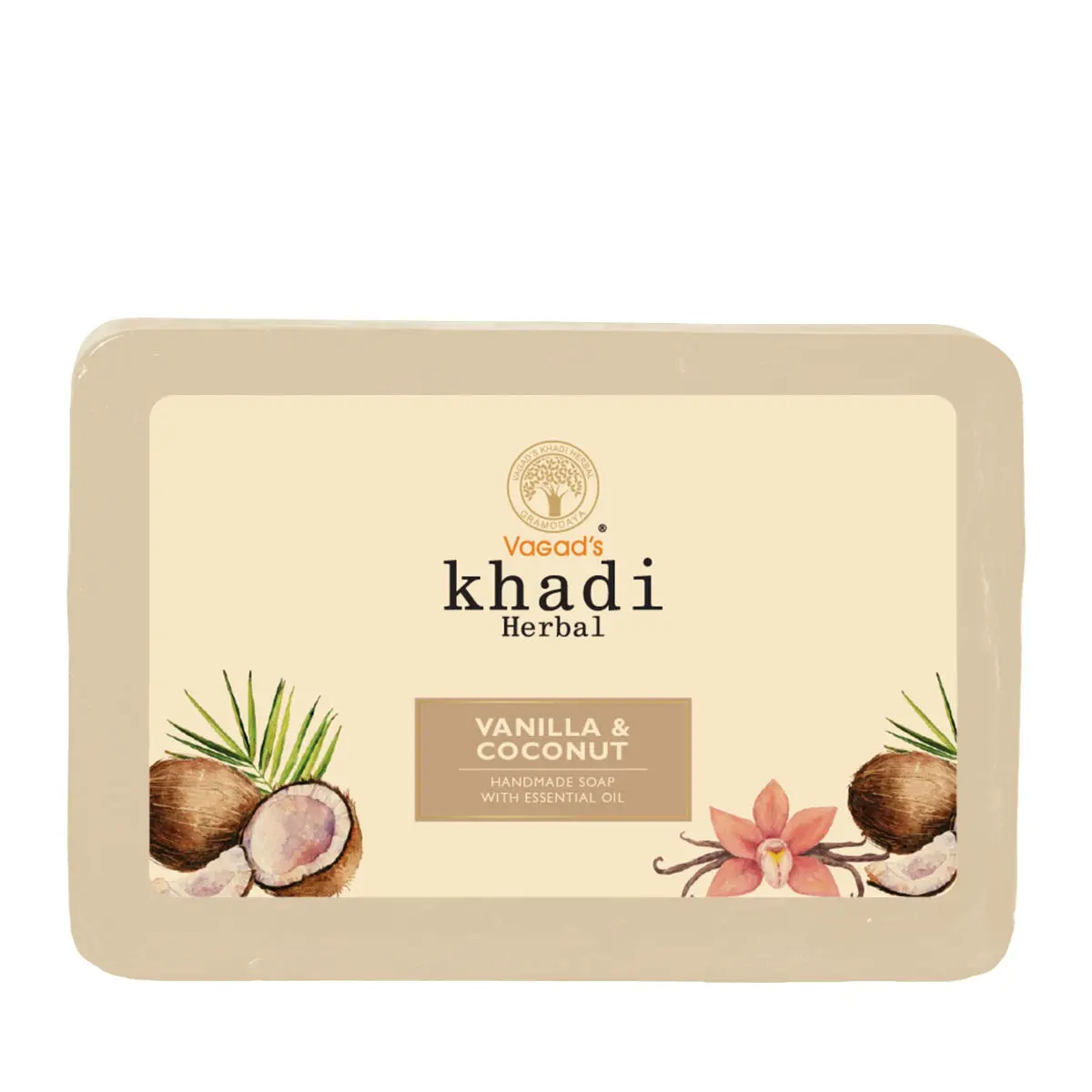 Vagad's Khadi Vanilla & Coconut Soap 125gm | Replenishes dry & dull skin | | Free from Parabens | Silicon Free (Pack of 3)