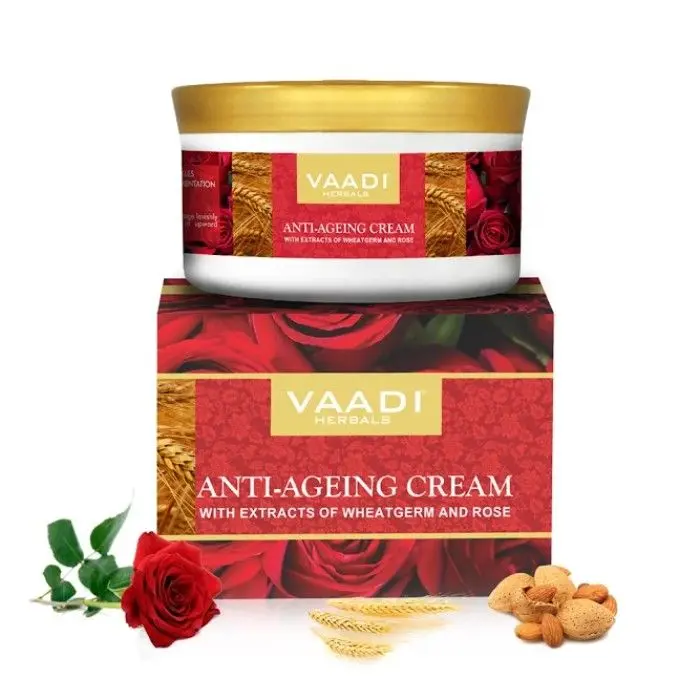 Vaadi Herbals Anti Ageing Cream With Extracts Of Almonds, Wheatgerm And Rose (150 g)